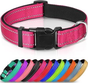 Adjustable Reflective Nylon Webbing Dog Collar (Option: Rose Red-M)